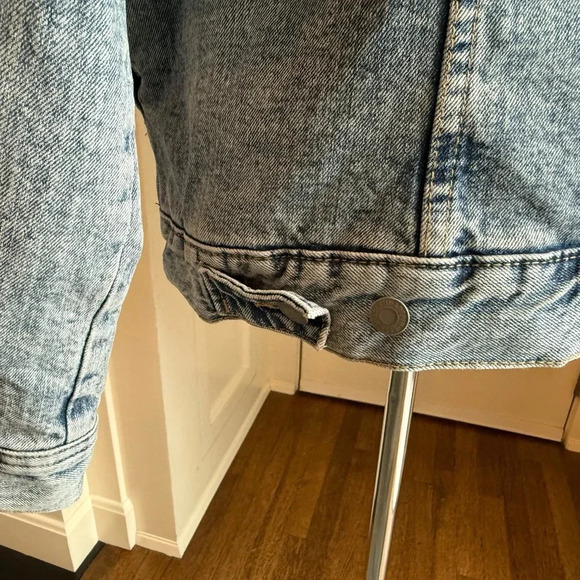 H&M Men’s Denim Stonewashed Trucker Sherpa Collar Jacket Size M Fully Lined - Picture 11 of 15